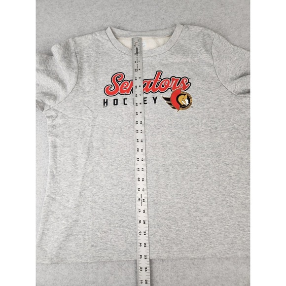 Womens Gray Ottawa Senators Script Pullover Sweatshirt Hockey NHL Spartacat Logo - Picture 9 of 10